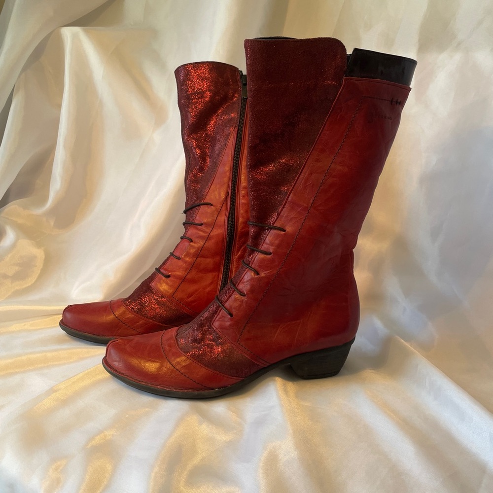 Women's Red Leather Boots